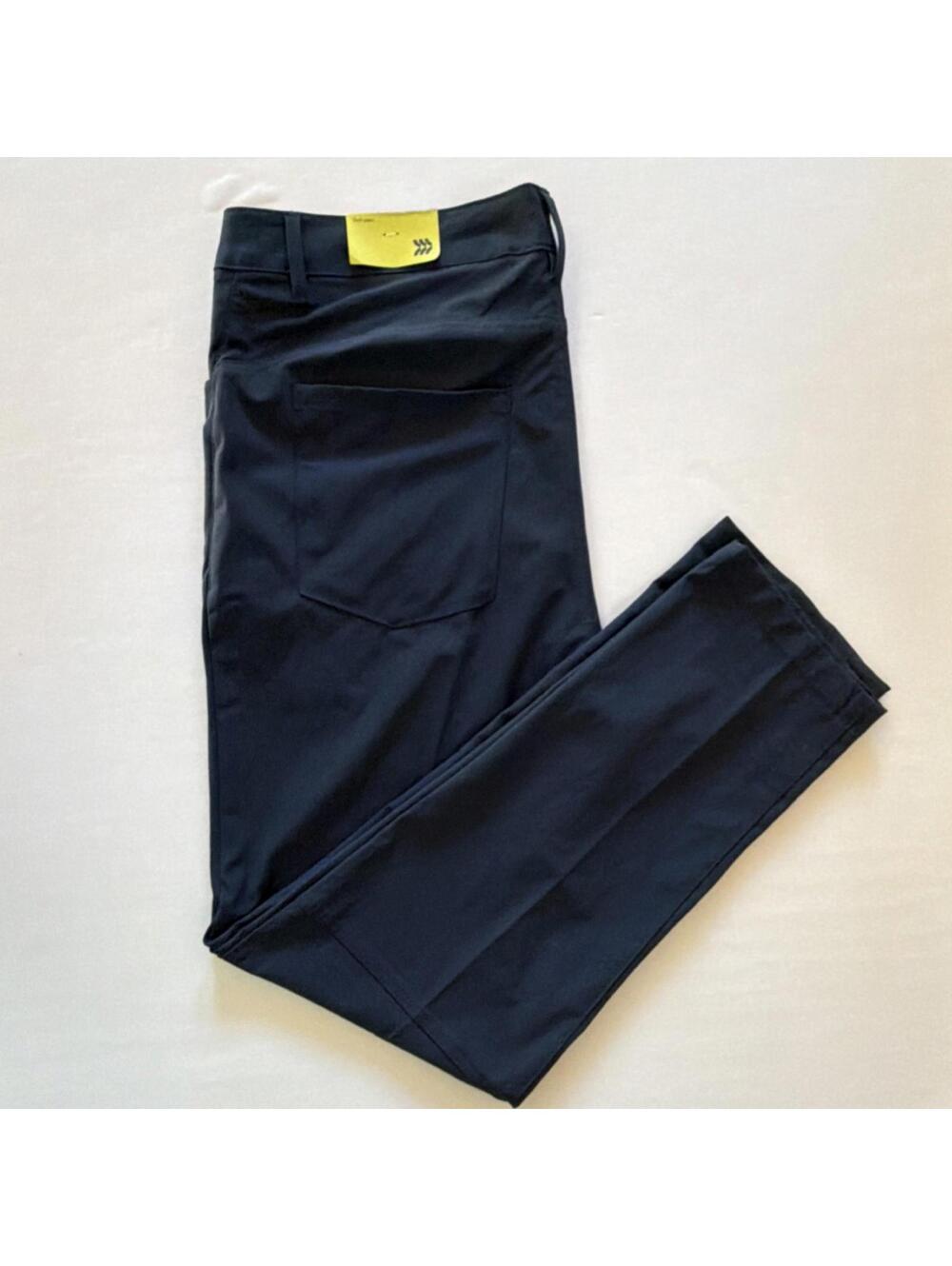 All In Motion Men's Navy Golf Pants 36x30 Flat Front Zipper Pocket Straight Leg